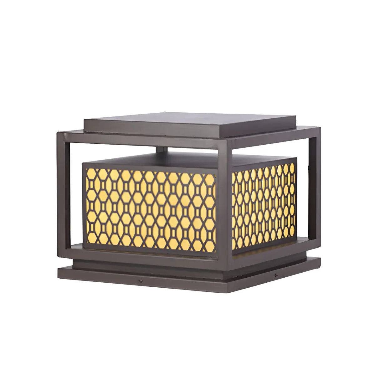 Fashion Square Pattern Metal LED Outdoor Post Lamp Image - 5