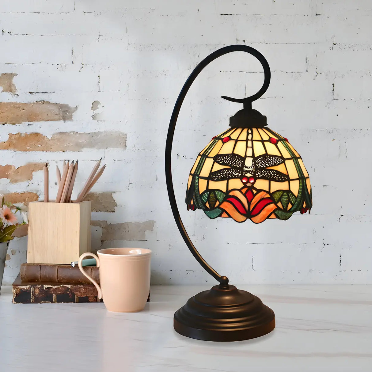 Fashion Stained Glass Tiffany Dome Shade Table Lamp Image - 6