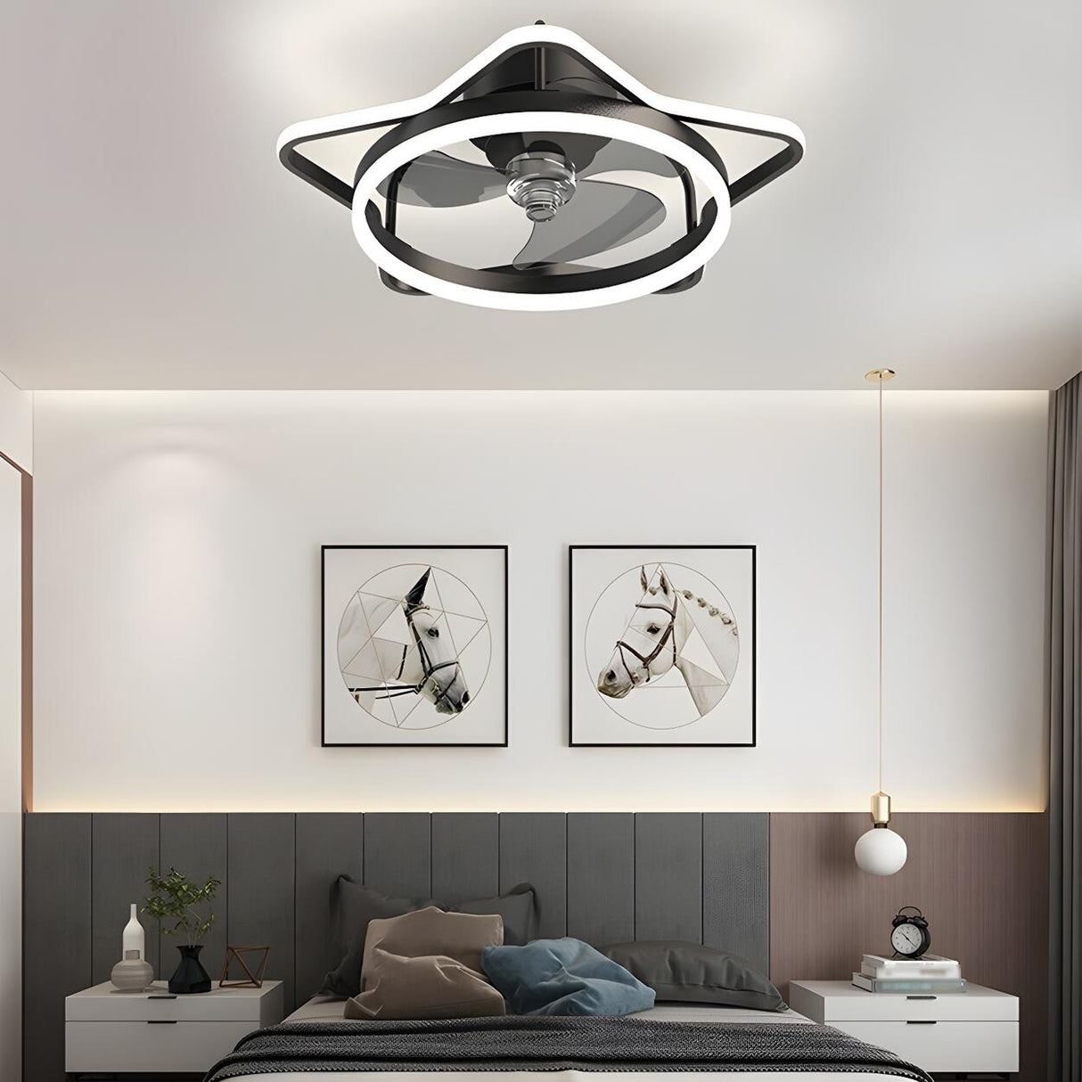 Fashionable 3-Blade Star Metal Ceiling Fan with Light Image - 16