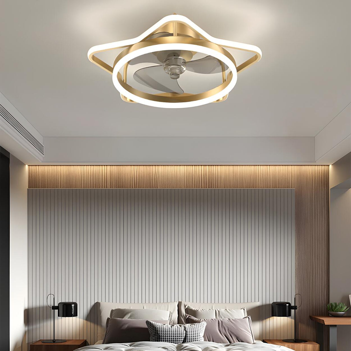 Fashionable 3-Blade Star Metal Ceiling Fan with Light Image - 3