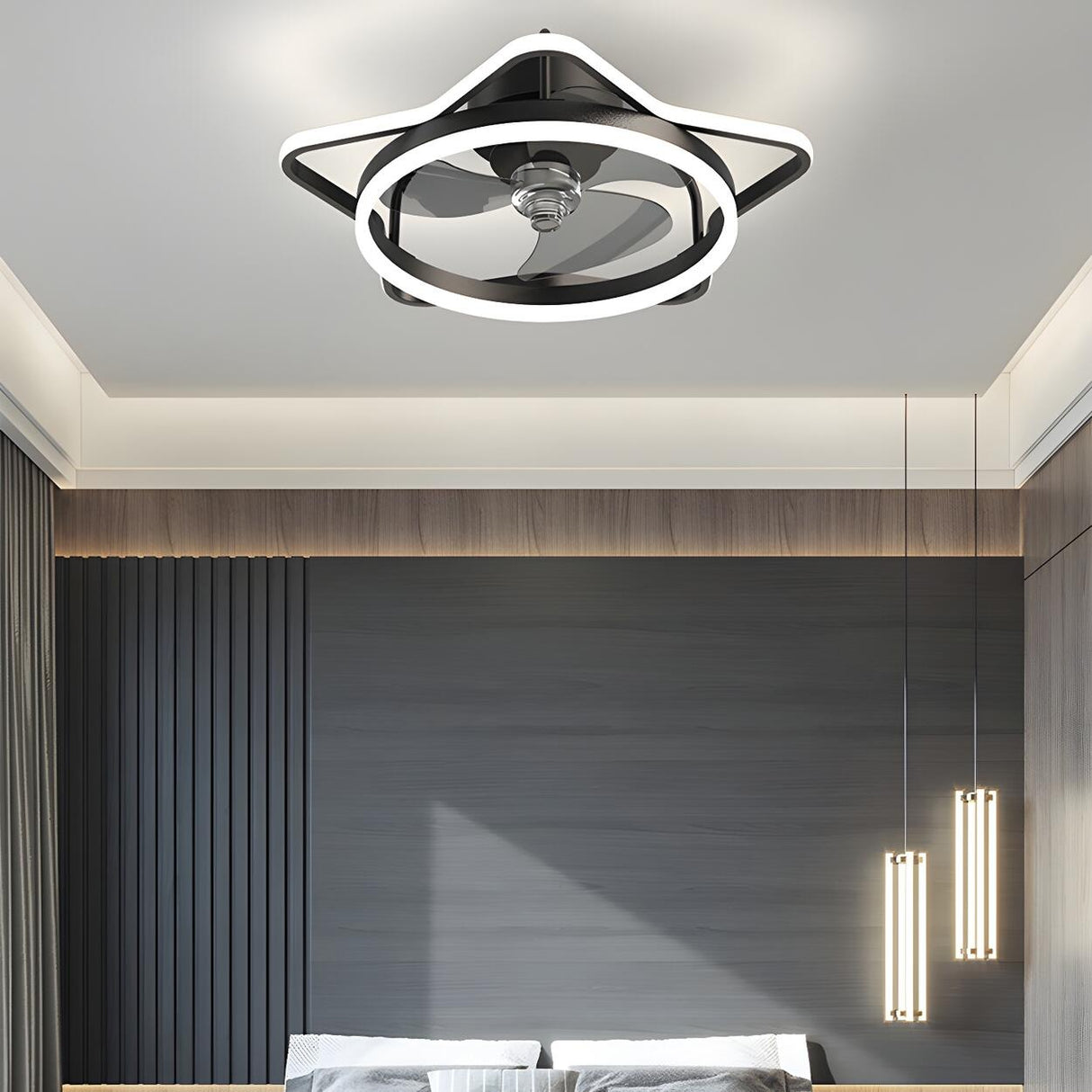 Fashionable 3-Blade Star Metal Ceiling Fan with Light Image - 5