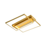 Fashionable Bedroom Gold Rectangle LED Flush Mount Lamp Image - 3