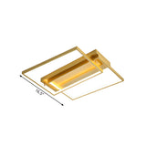 Fashionable Bedroom Gold Rectangle LED Flush Mount Lamp Image - 4