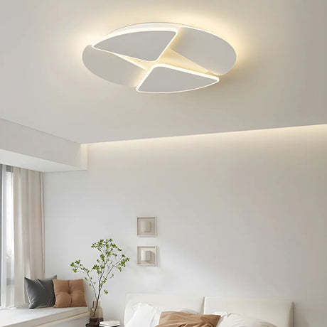 Fashionable Bedroom White Geometric Flush Mount Light Image - 1