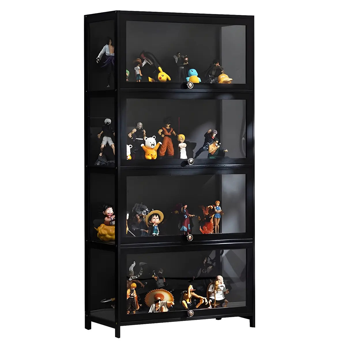 Fashionable Black Bamboo Clear Figure Display Cabinet Image - 10