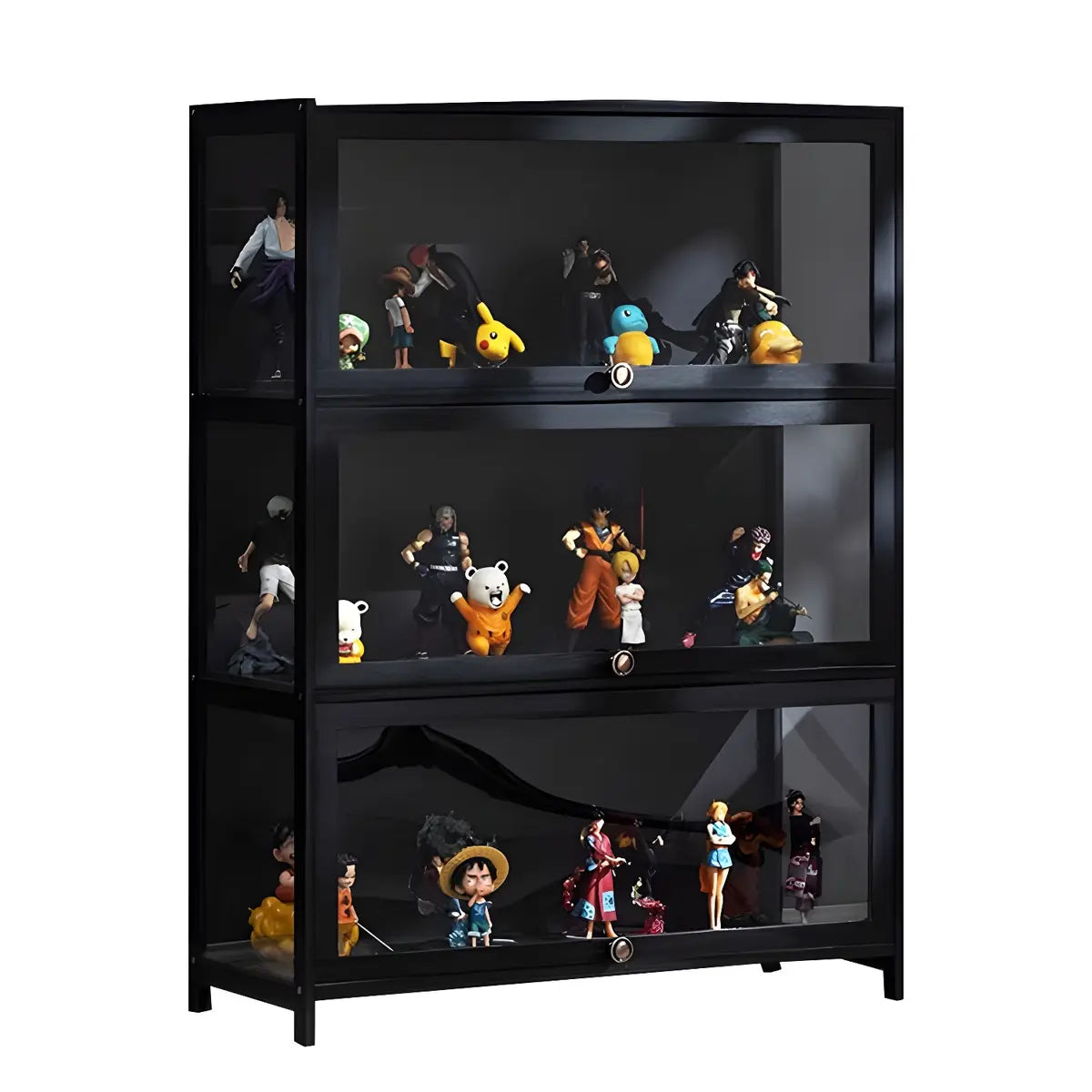 Fashionable Black Bamboo Clear Figure Display Cabinet Image - 19