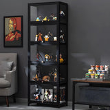 Fashionable Black Bamboo Clear Figure Display Cabinet Image - 27