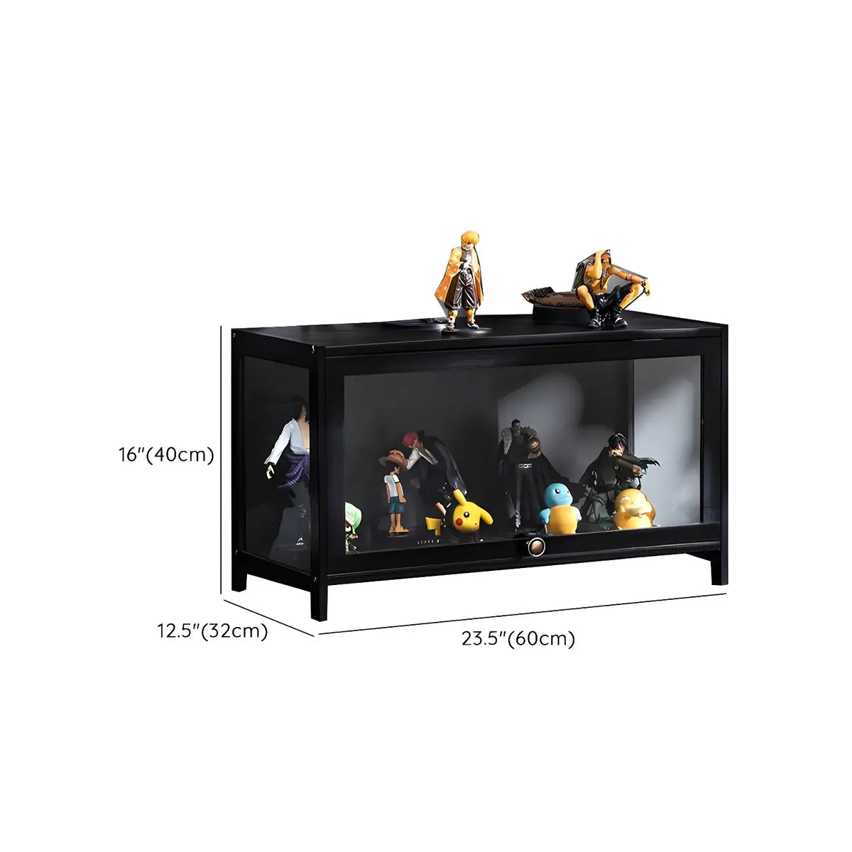 Fashionable Black Bamboo Clear Figure Display Cabinet 