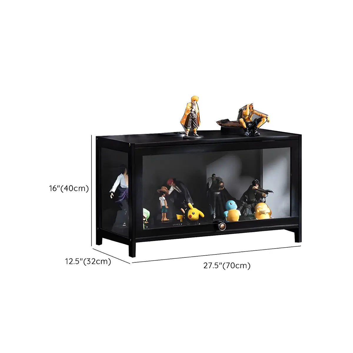 Fashionable Black Bamboo Clear Figure Display Cabinet Image - 32