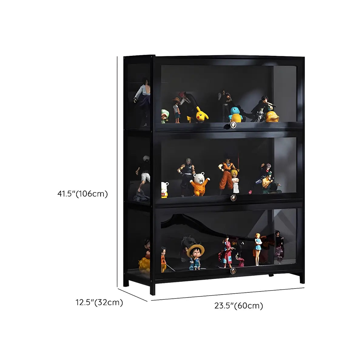 Fashionable Black Bamboo Clear Figure Display Cabinet Image - 37