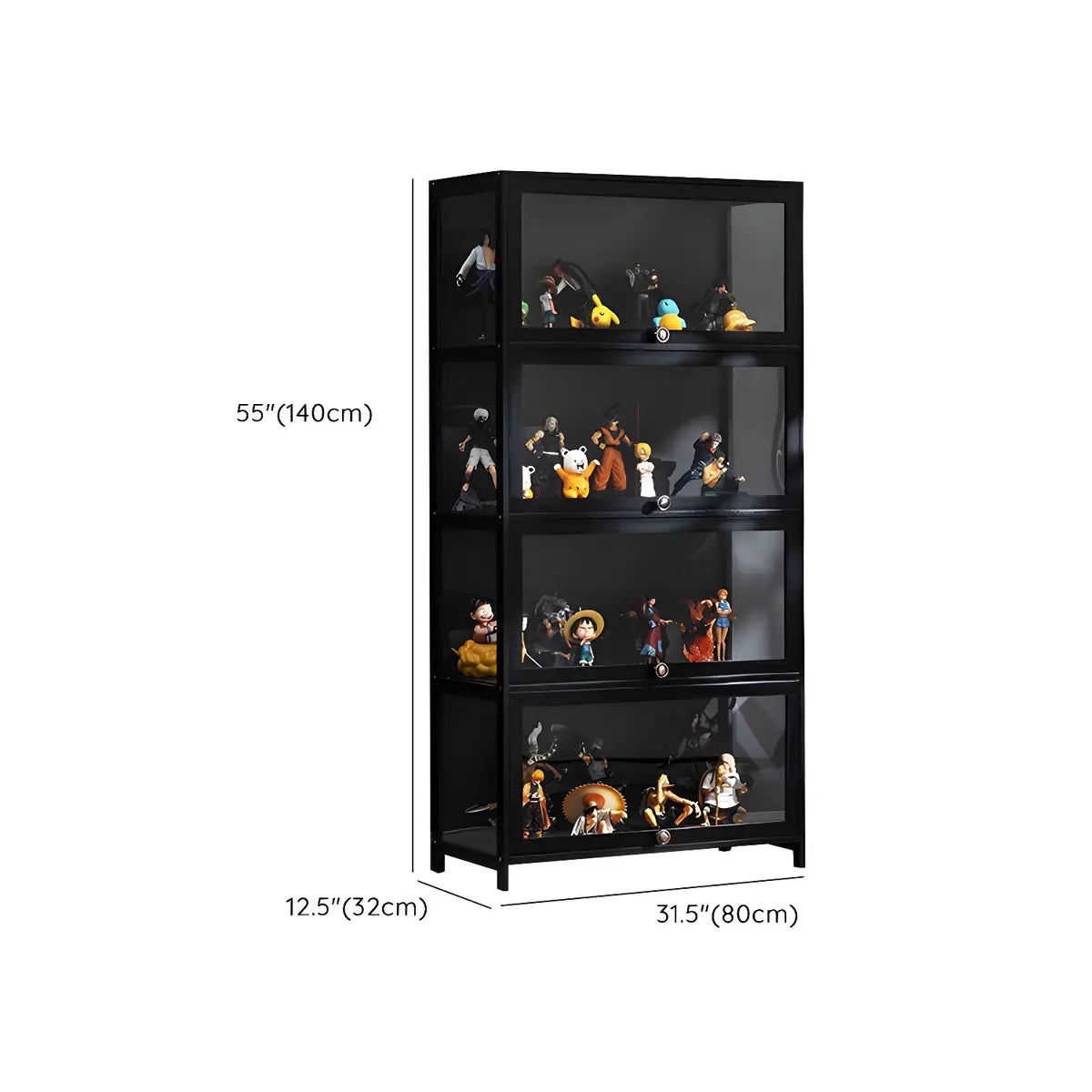 Fashionable Black Bamboo Clear Figure Display Cabinet Image - 42