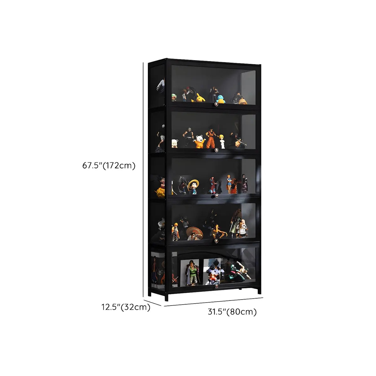 Fashionable Black Bamboo Clear Figure Display Cabinet Image - 45