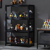 Fashionable Black Bamboo Clear Figure Display Cabinet Image - 6