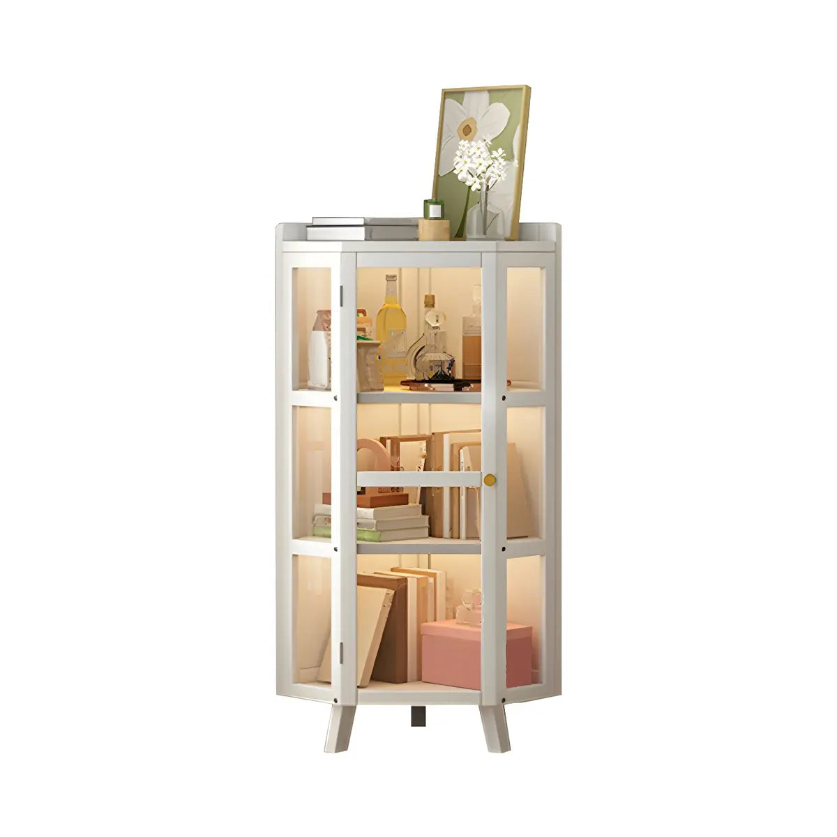 Fashionable Diamond Bamboo Corner Display Cabinets Image - 10