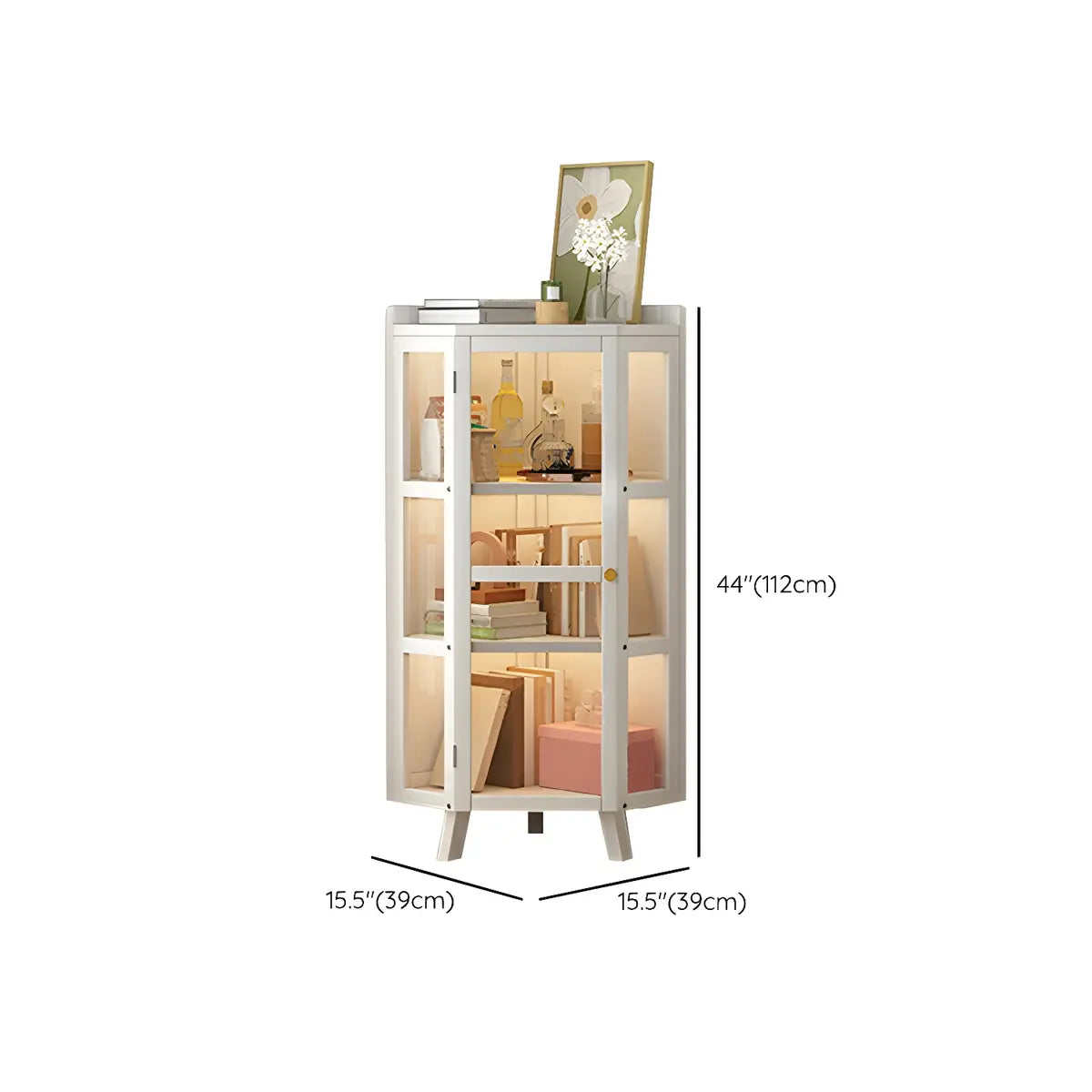 Fashionable Diamond Bamboo Corner Display Cabinets Image - 12