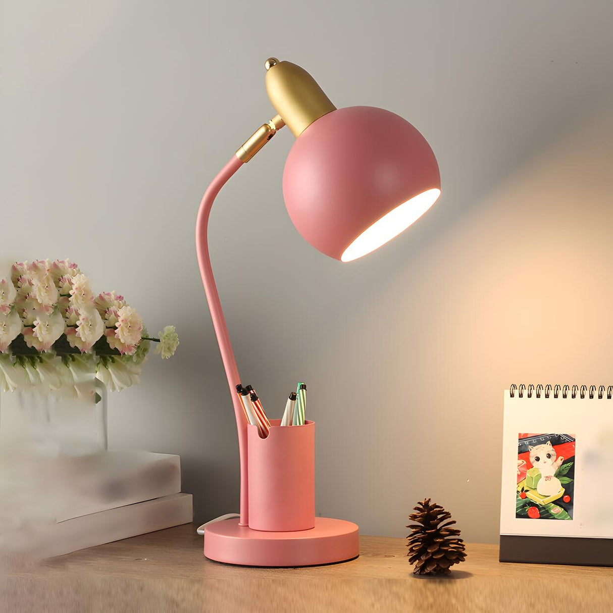 Fashionable Macaron Metal Base Modern Dome Table Lamp Image - 7