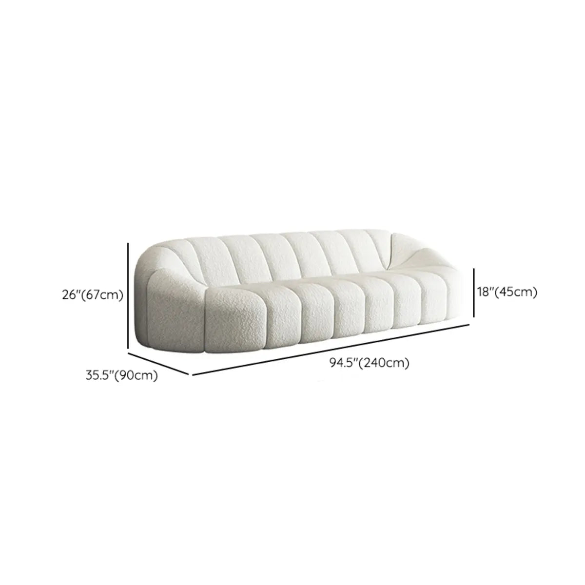 Fashionable White Sherpa Fabric Foam Seat Fill Sofa 