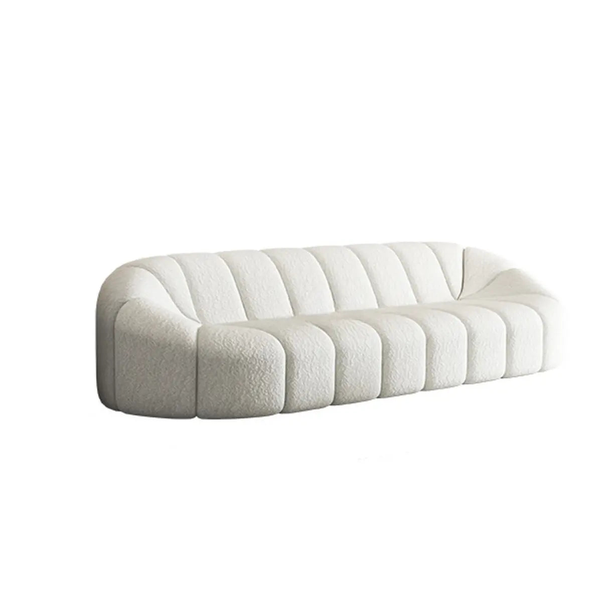 Fashionable White Sherpa Fabric Foam Seat Fill Sofa Image - 5