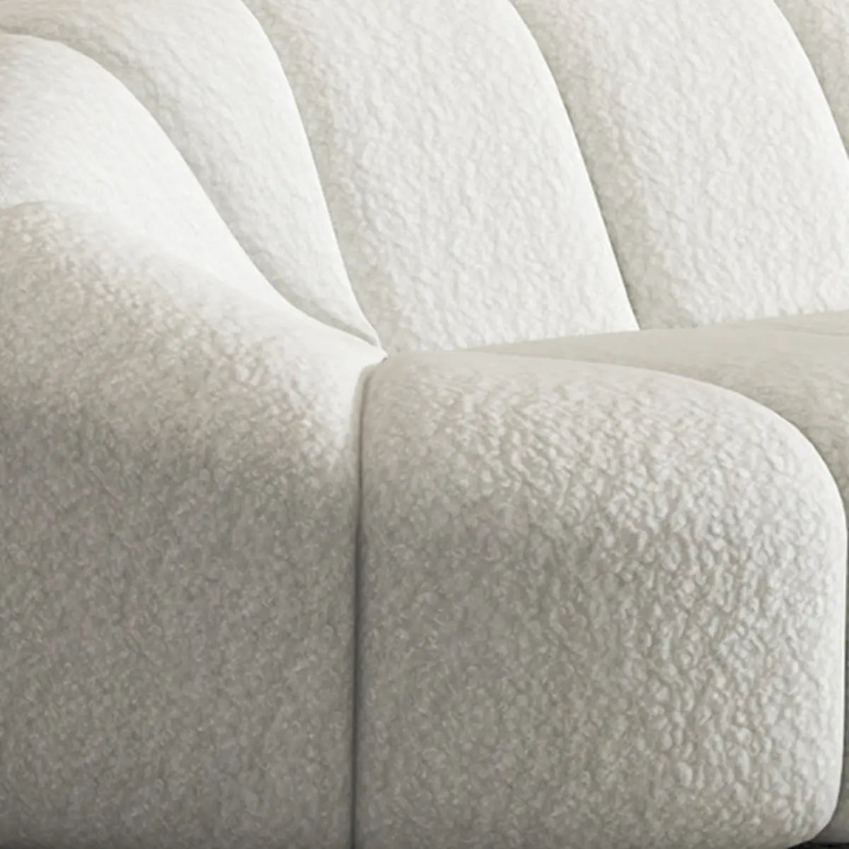 Fashionable White Sherpa Fabric Foam Seat Fill Sofa Image - 6