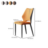 Faux Leather Open Back Side Chair Metal Dining Chair #size