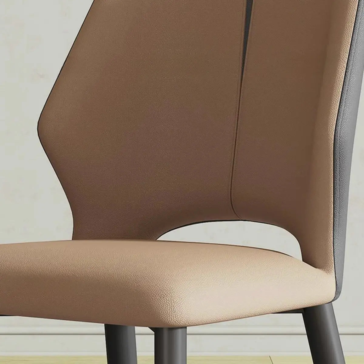 Faux Leather Open Back Side Chair Metal Dining Chair Image - 4