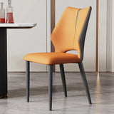 Faux Leather Open Back Side Chair Metal Dining Chair Image - 5