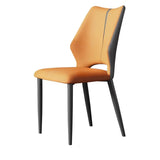 Faux Leather Open Back Side Chair Metal Dining Chair Image - 9