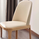 Faux Leather Seat Rubberwood Dining Chair Light Grey Image - 8