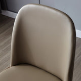 Faux Leather Seating Armchair Wood Dining Chair Khaki Image - 6