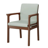 Faux Leather Square Armchair Wood Dining Chair Beige Image - 22