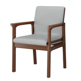 Faux Leather Square Armchair Wood Dining Chair Beige Image - 24