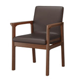 Faux Leather Square Armchair Wood Dining Chair Beige Image - 27