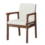 Faux Leather Square Armchair Wood Dining Chair Beige Image - 30