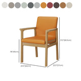 Faux Leather Square Armchair Wood Dining Chair Beige Image - 43