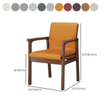 Faux Leather Square Armchair Wood Dining Chair Beige Image - 44