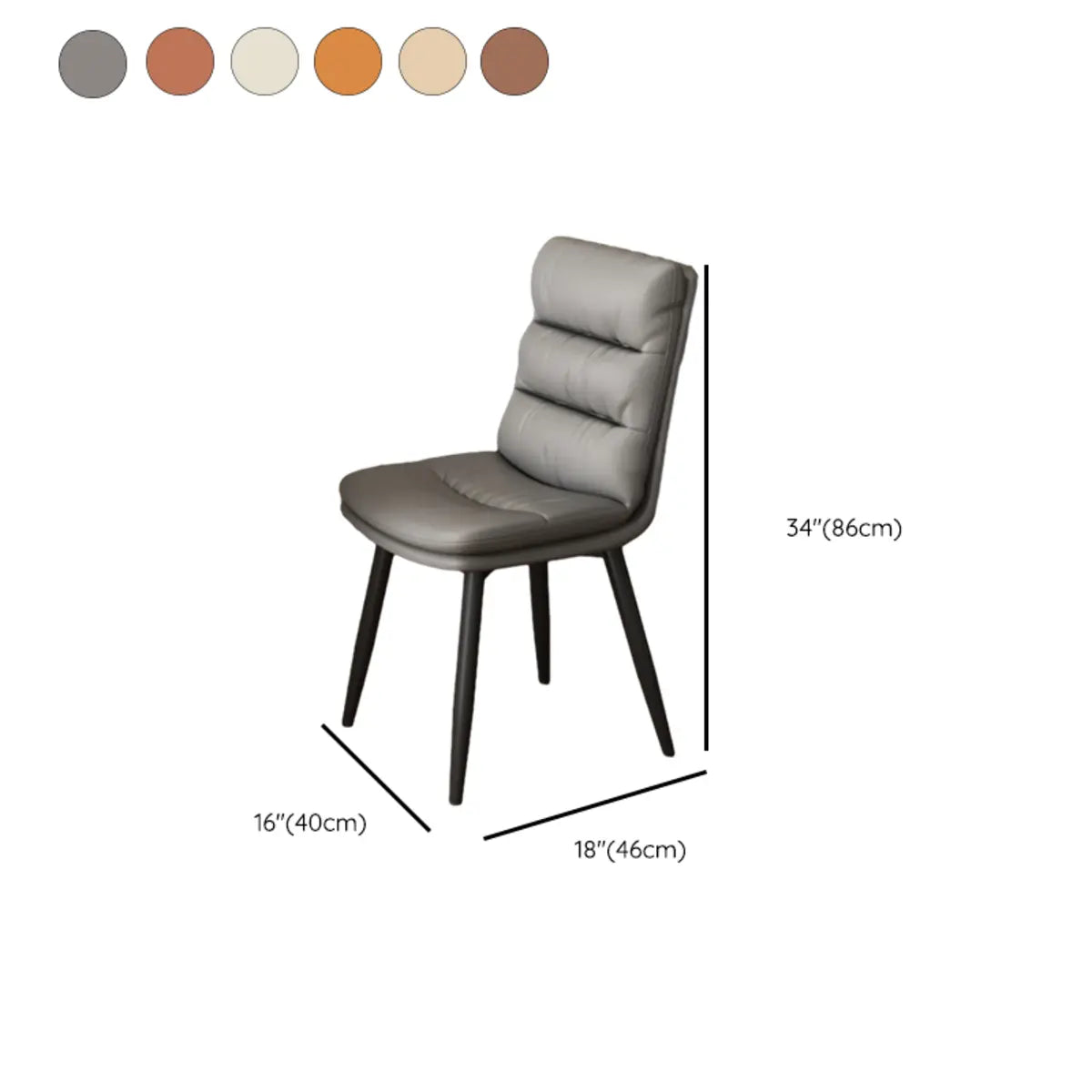 Faux Leather Strip Backrest Upholstered Dining Chair 