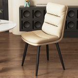 Faux Leather Strip Backrest Upholstered Dining Chair Image - 7