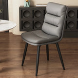 Faux Leather Strip Backrest Upholstered Dining Chair Image - 9