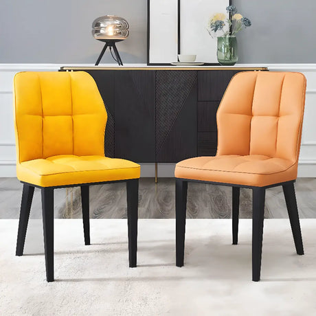 Faux Leather Upholstered Armless Dining Chair Yellow Image - 1