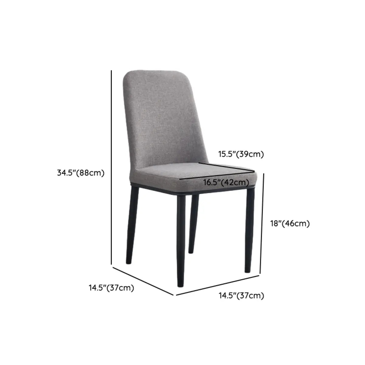 Faux Leather Upholstered Armless Metal Dining Chair 