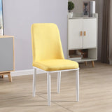 Faux Leather Upholstered Armless Metal Dining Chair Image - 12