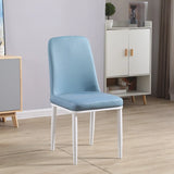 Faux Leather Upholstered Armless Metal Dining Chair Image - 4