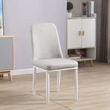 Faux Leather Upholstered Armless Metal Dining Chair Image - 7