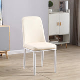 Faux Leather Upholstered Armless Metal Dining Chair Image - 9