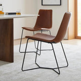 Faux Leather Upholstered Backrest Armless Dining Chair Image - 8