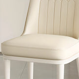 Faux Leather Upholstered White Metal Legs Dining Chair Image - 14