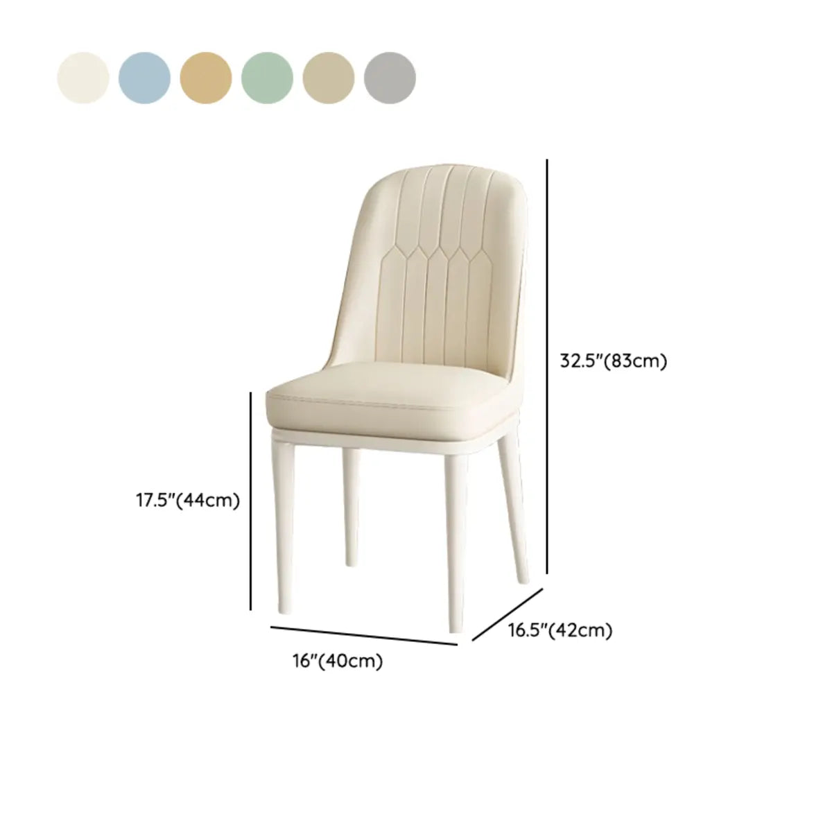 Faux Leather Upholstered White Metal Legs Dining Chair 