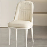 Faux Leather Upholstered White Metal Legs Dining Chair Image - 2