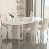 Faux Leather Upholstered White Metal Legs Dining Chair Image - 6