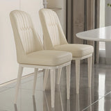 Faux Leather Upholstered White Metal Legs Dining Chair Image - 8